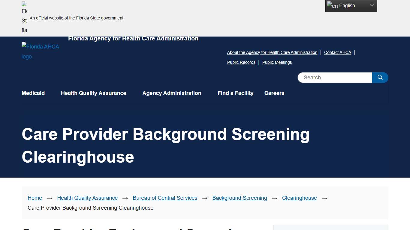 Care Provider Background Screening Clearinghouse Florida Agency for Health Care Administration